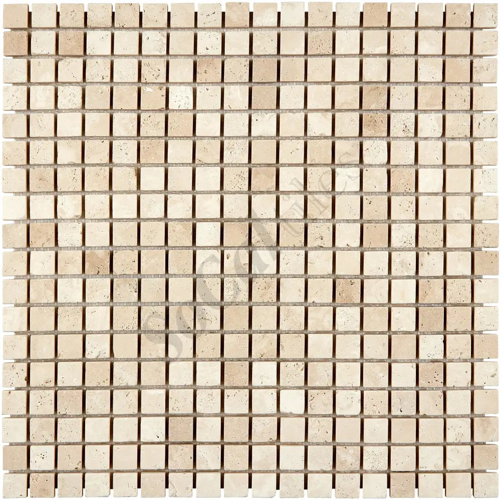 Ivory (Light) Travertine 5/8’’ X 5/8’’ Mosaic Tumbled Wall Tile