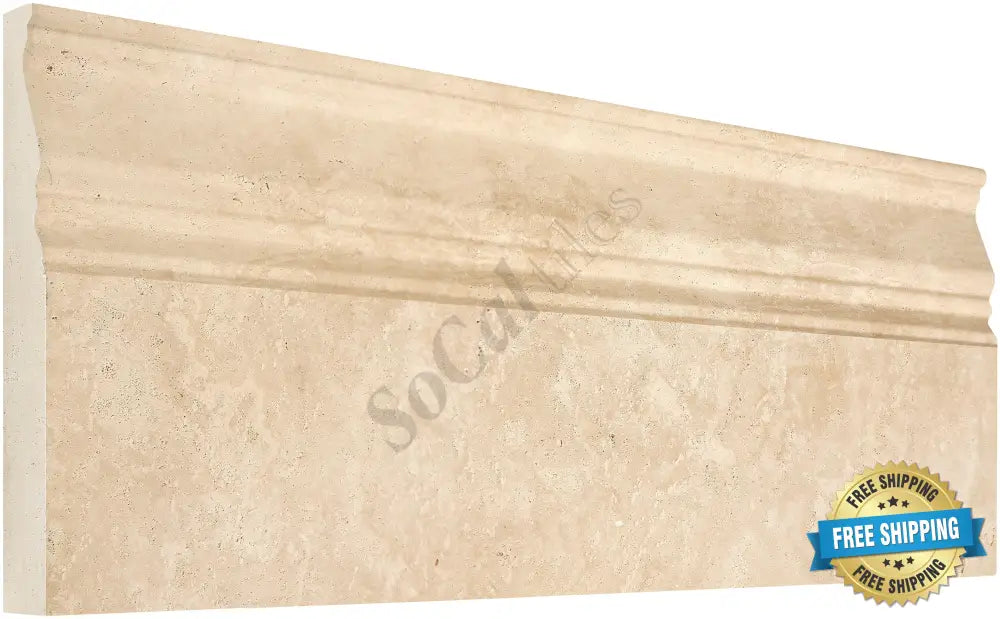 Ivory (Light) Travertine 5’’ X 12’’ Baseboard Trim Honed Baseboard