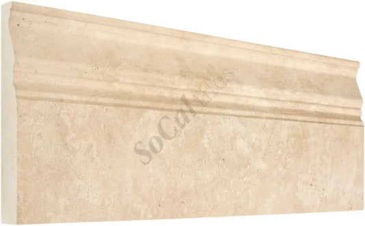 Ivory (Light) Travertine 5’’ X 12’’ Baseboard Trim Honed Baseboard
