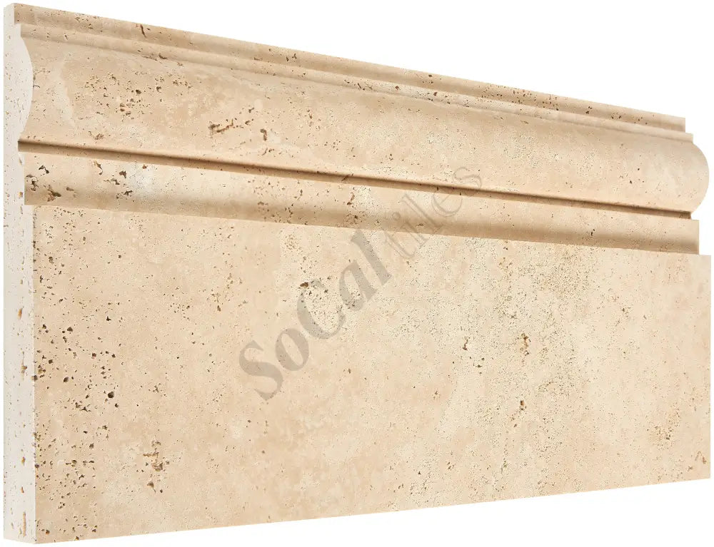 Ivory (Light) Travertine 6’’ X 12’’ Baseboard Trim Honed Baseboard