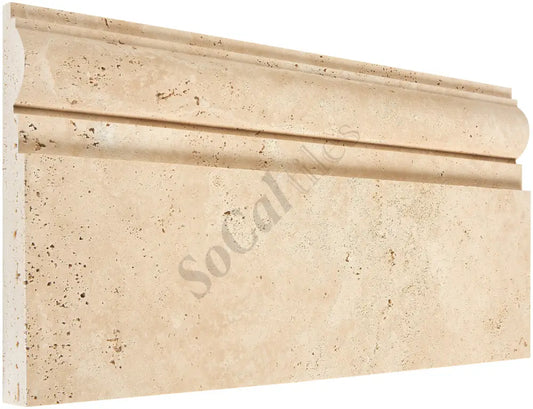 Ivory (Light) Travertine 6’’ X 12’’ Baseboard Trim Honed Baseboard