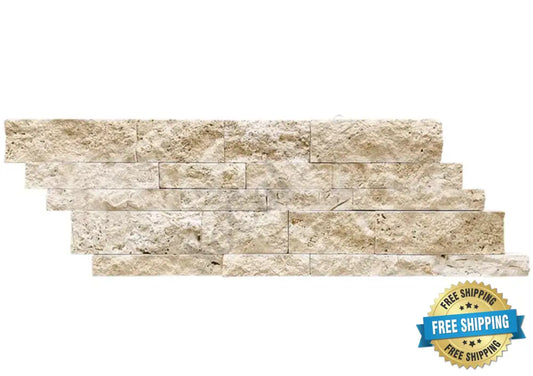 Ivory (Light) Travertine 7’’ X 20’’ Ledger Panel Split-Faced Wall Tile