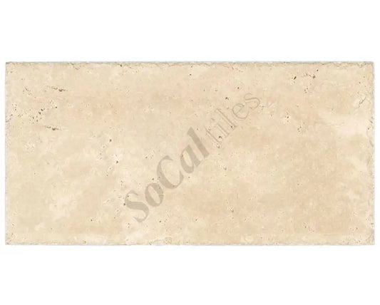 Ivory (Light) Travertine 8’’ X 16’’ Tile - (Cross-cut) Brushed & Chiseled - Unfilled / 1 sheet Wall Tile