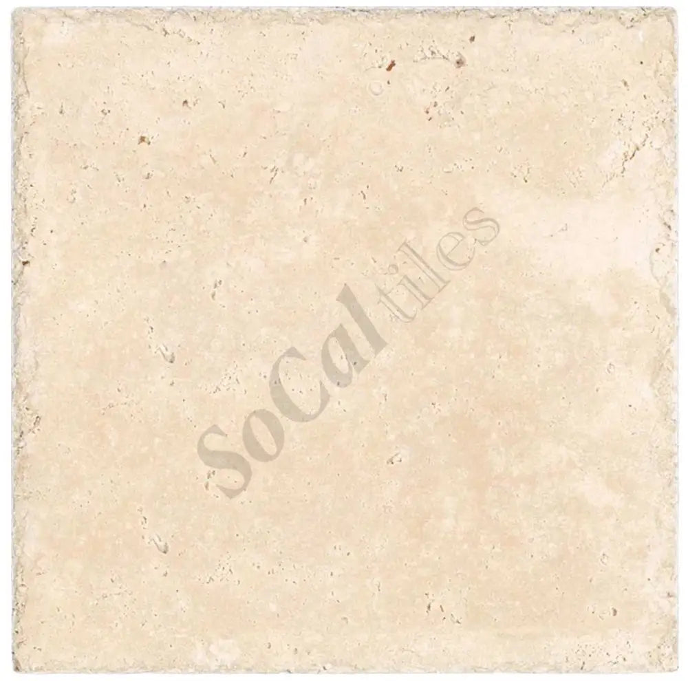 Ivory (Light) Travertine 8’’ X 8’’ Tile - (Cross-cut) Brushed & Chiseled - Unfilled / 1 sq. ft. Wall Tile