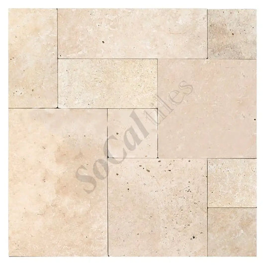 Ivory (Light) Travertine Versailles Pattern Paver 3 cm Tumbled Wall Tile
