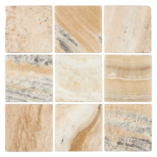 Latravonya Travertine 4’’ X 4’’ Tile Tumbled Wall Tile