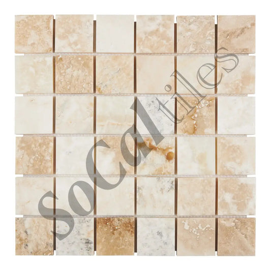 Latravonya Travertine 2’’ X 2’’ Mosaic Filled & Honed Wall Tile