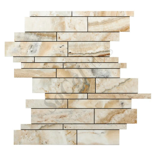 Latravonya Travertine Random-Strip Mosaic Filled & Honed Wall Tile