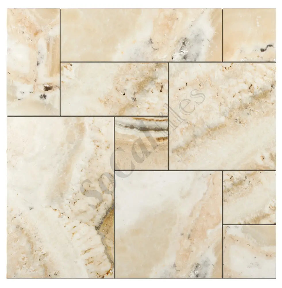 Latravonya Travertine Versailles Tile Filled & Honed/Brushed & Chiseled Wall Tile