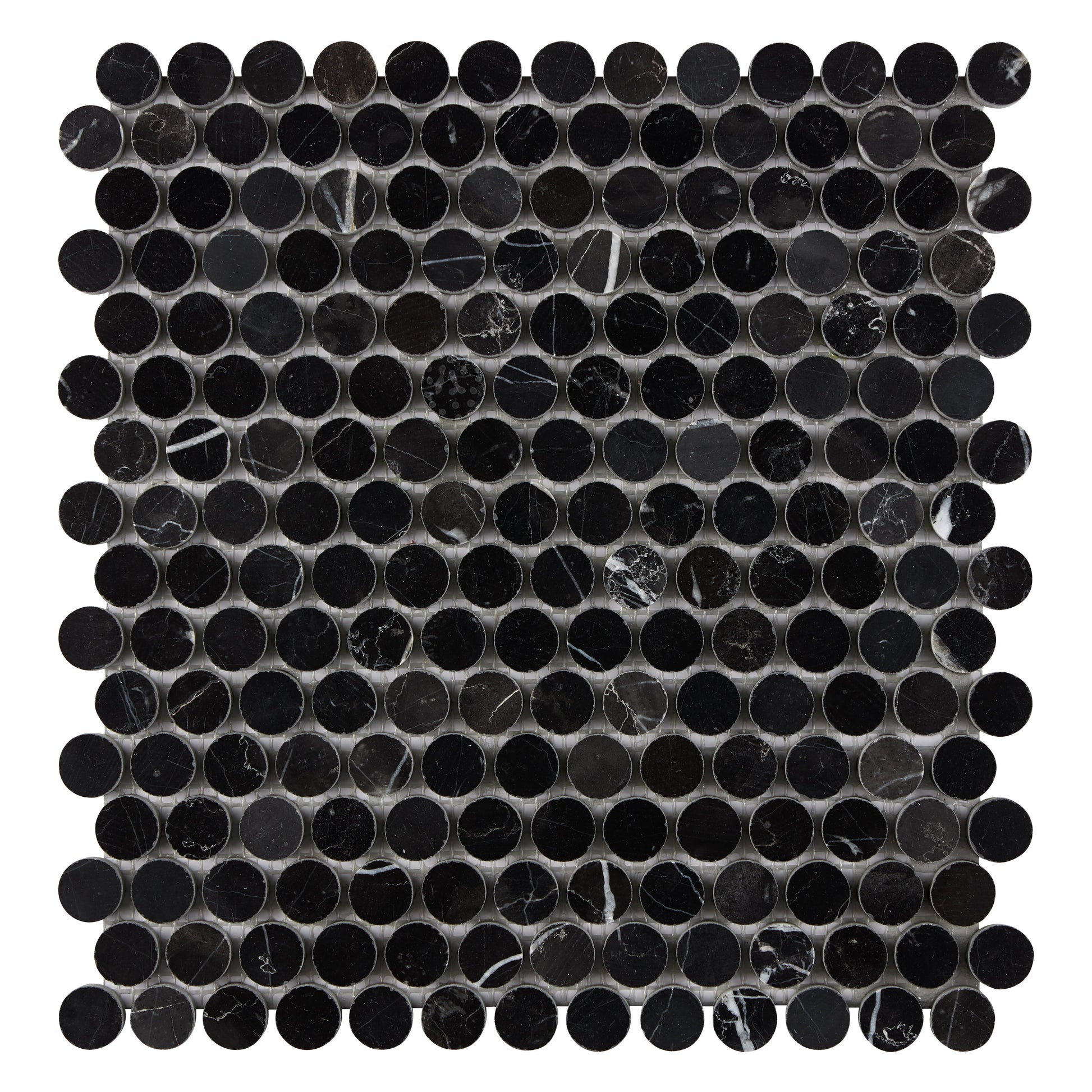 Nero Marquina Marble Penny-Round Mosaic Polished/Honed Backsplash Tile
