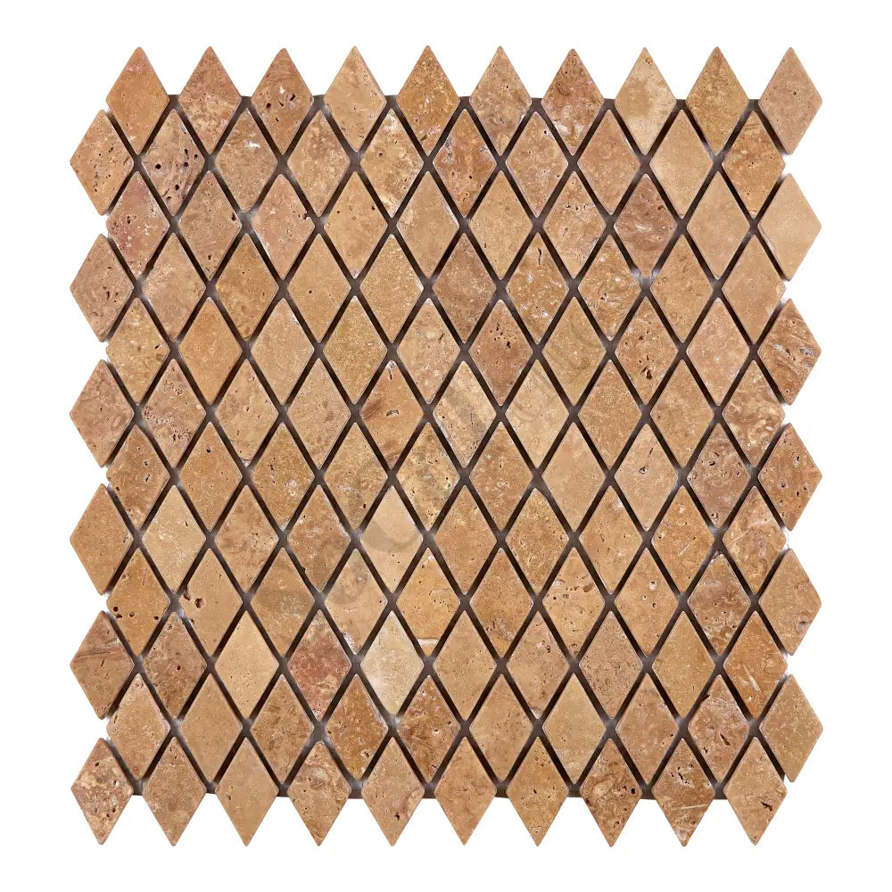 Noce Travertine 1’’ X 2’’ Diamond Mosaic Tumbled Wall Tile