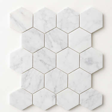 Oriental White Marble Mosaic - 6in Hexagon