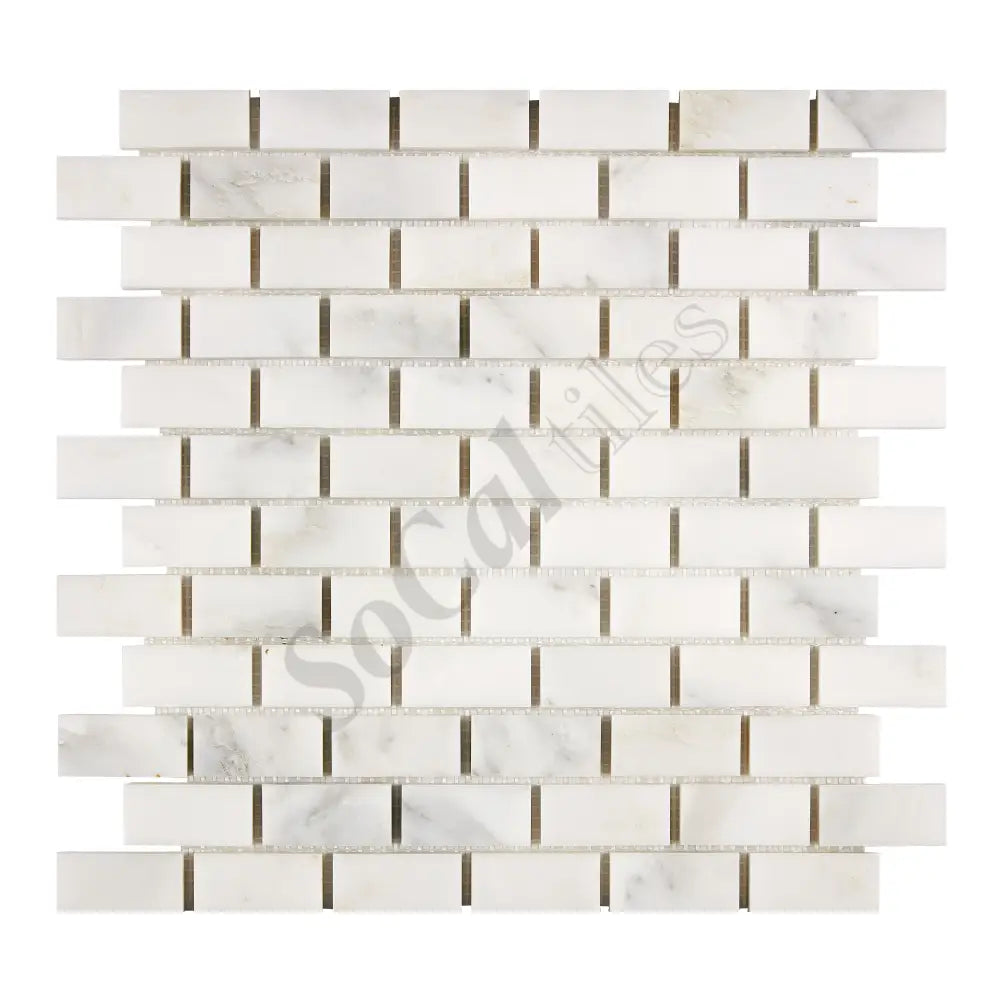 Oriental White (Asian Statuary) Marble 1’’ X 2’’ Brick Mosaic Polished/Honed/Split-Faced Wall Tile