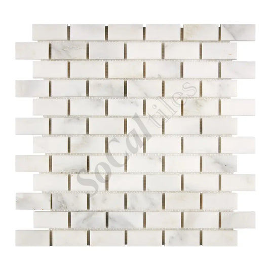 Oriental White (Asian Statuary) Marble 1’’ X 2’’ Brick Mosaic Polished/Honed/Split-Faced Wall Tile