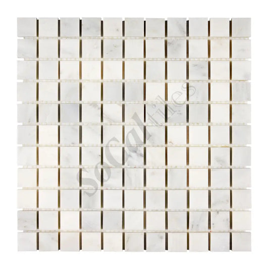 Oriental White (Asian Statuary) Marble 1’’ X 1’’ Mosaic Polished/Honed Wall Tile