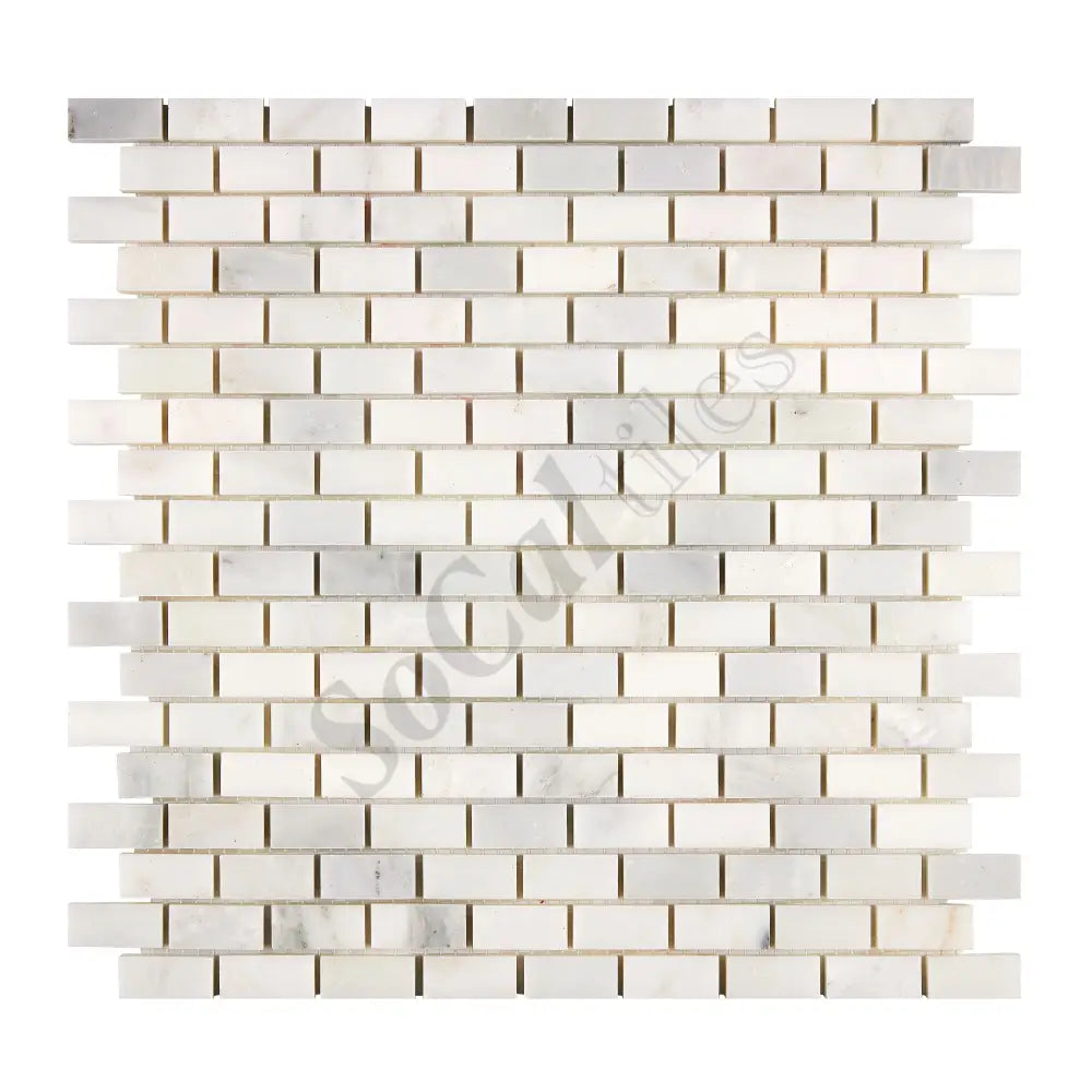 Oriental White (Asian Statuary) Marble 5/8’’ X 1-1/4’’ Brick Mosaic Polished/Honed Wall Tile
