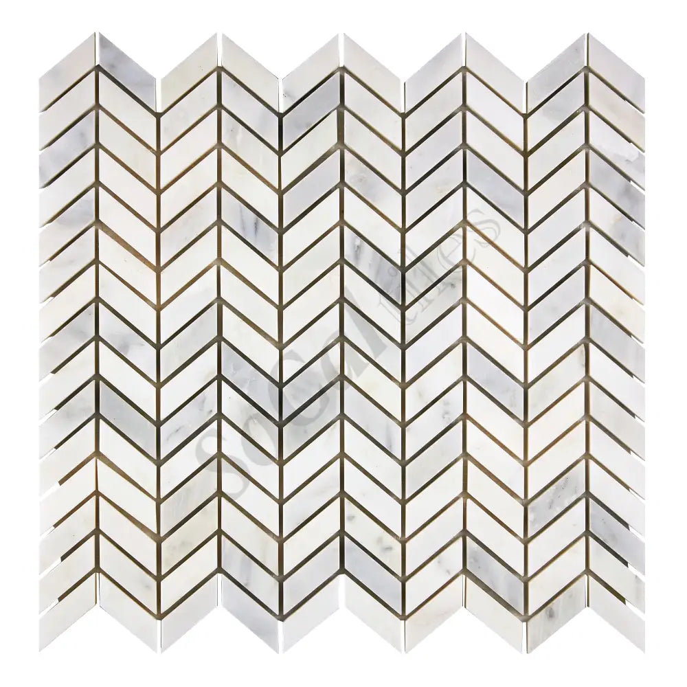Oriental White (Asian Statuary) Marble Chevron Mini Polished/Honed Wall Tile