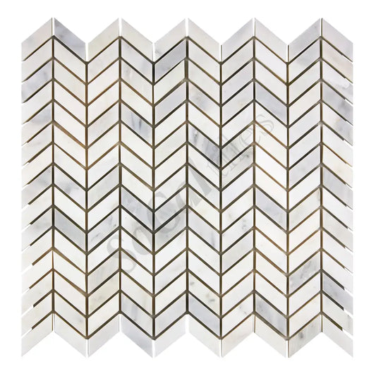 Oriental White (Asian Statuary) Marble Chevron Mini Polished/Honed Wall Tile