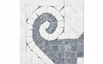 Oriental White Marble Wave corner with blue-gray dots