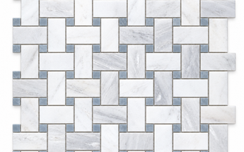 Oriental White Marble Mosaic - Triple-Weave with Blue-Gray Dots