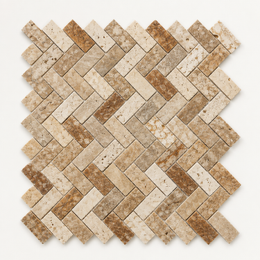 Scabos Travertine Mosaic - 1x2 Herringbone