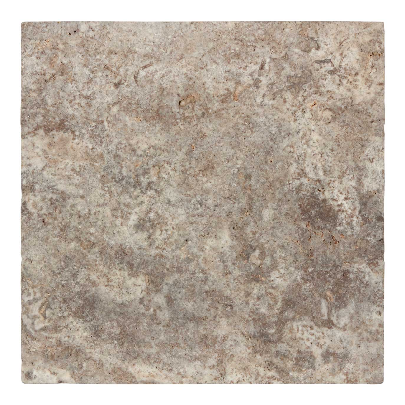 Silver Pewter Blend Travertine 18’’ X 18’’ Tile Tumbled/Filled & Honed/Brushed & Chiseled Tumbled / 1 sq. ft. Wall Tile