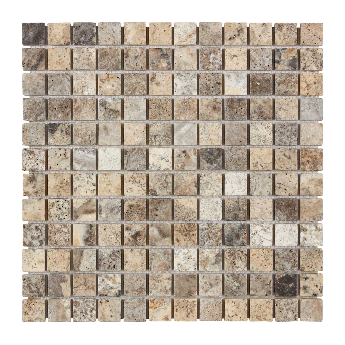 Silver Pewter Blend Travertine 1’’ X 1’’ Mosaic Tumbled Wall Tile