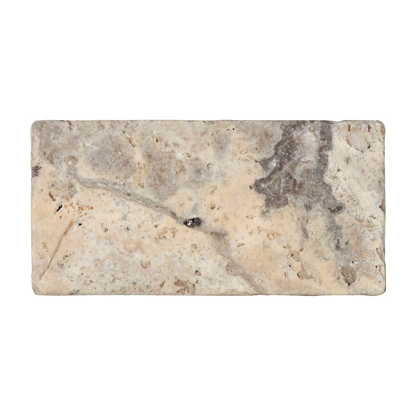 Silver Pewter Blend Travertine 3’’ X 6’’ Tile Tumbled Wall Tile