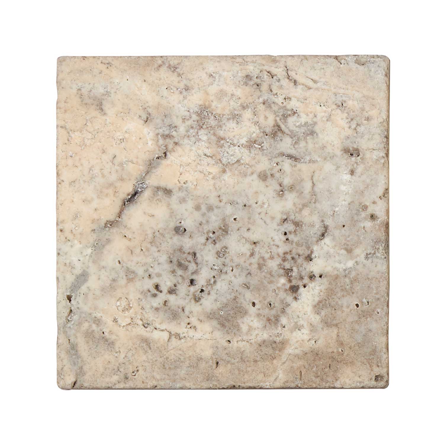Silver Pewter Blend Travertine 4’’ X 4’’ Tile Tumbled Wall Tile