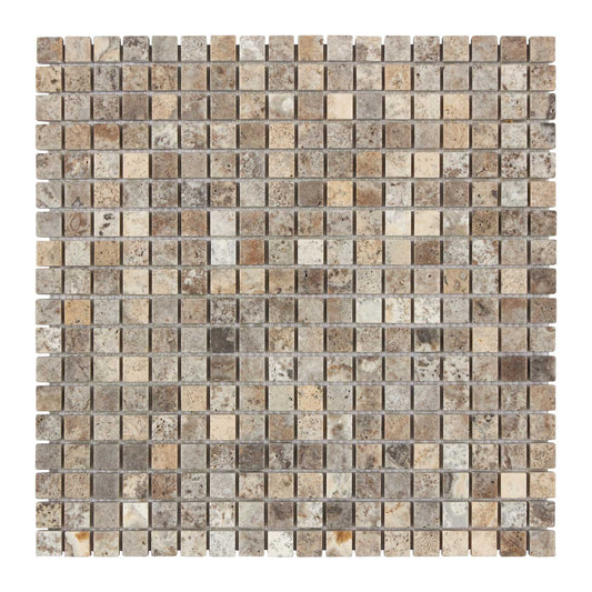Silver Pewter Blend Travertine 5/8’’ X 5/8’’ Mosaic Tumbled Wall Tile