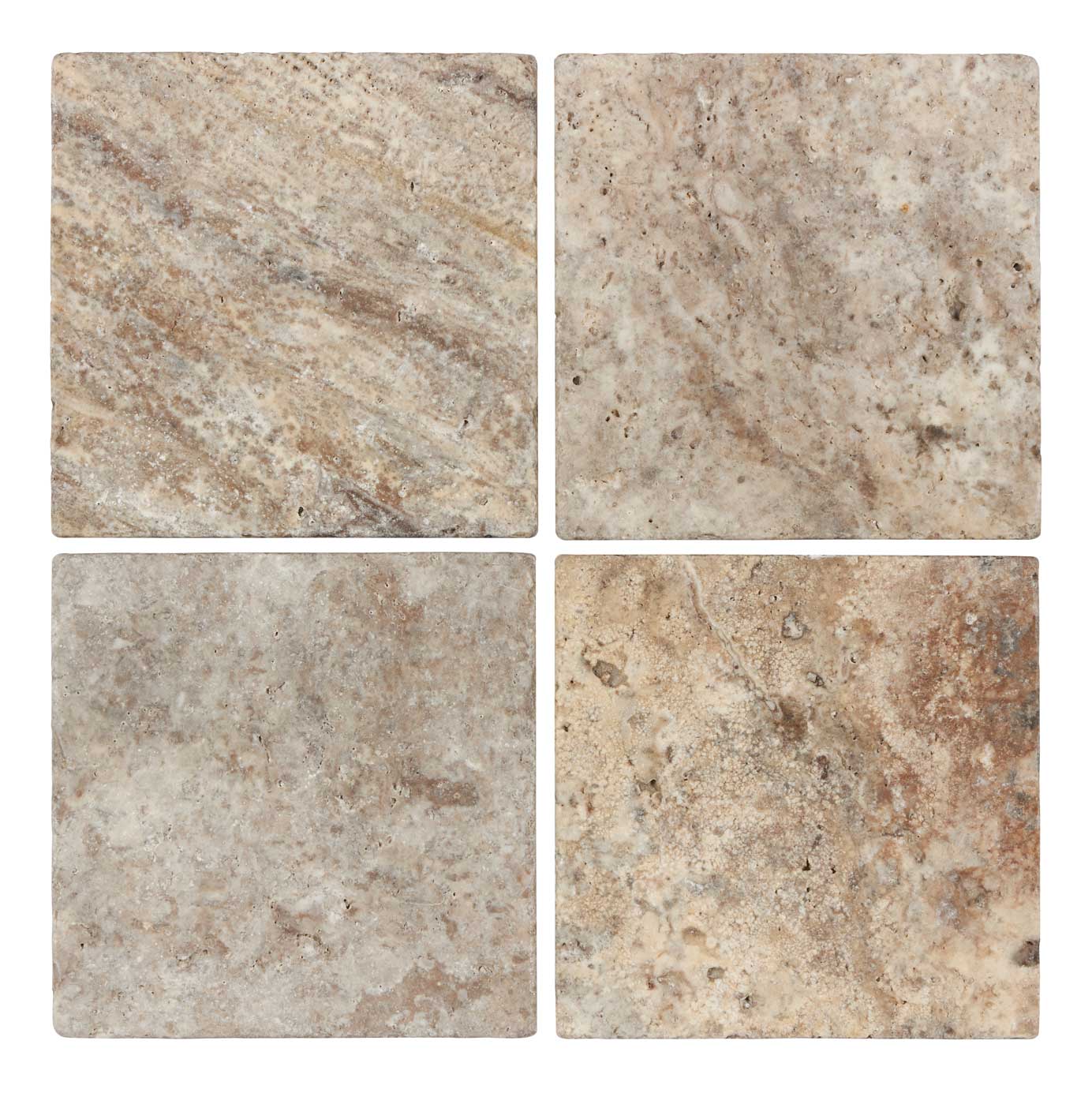 Silver Pewter Blend Travertine 6’’ X 6’’ Tile Tumbled Wall Tile