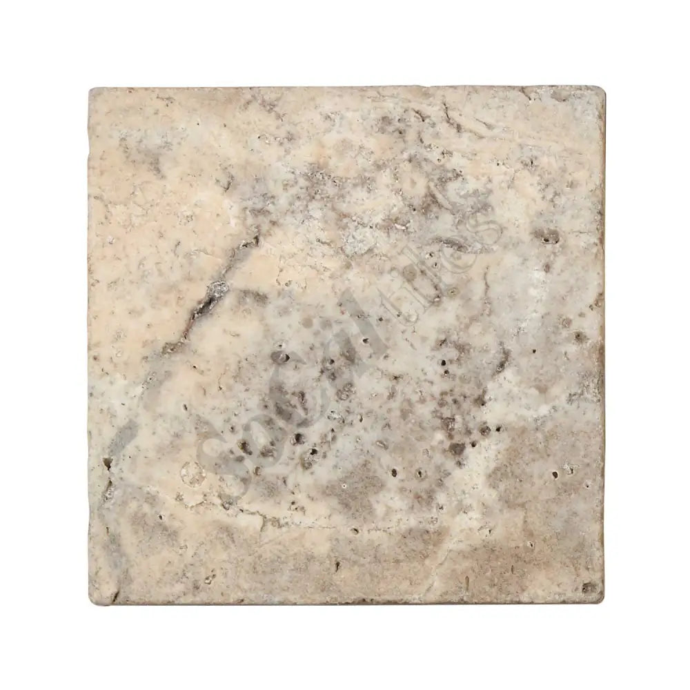 Silver Pewter Blend Travertine 4’’ X 4’’ Tile Tumbled Wall Tile