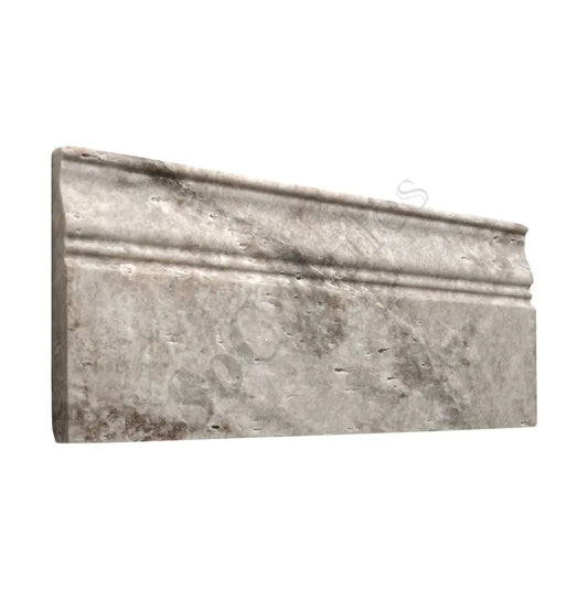 Silver Pewter Blend Travertine 5’’ X 12’’ Baseboard Trim Honed Baseboard