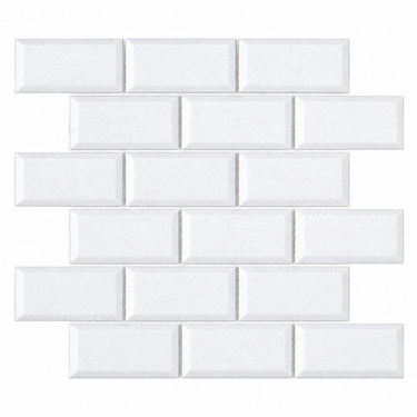 Thassos White 2x4 deep-beveled brick mosaic hero