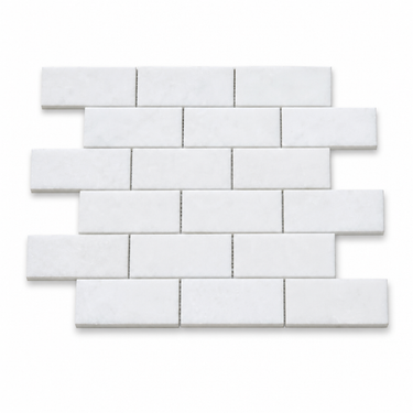 Thassos White 2x4 marble mosaic on white background