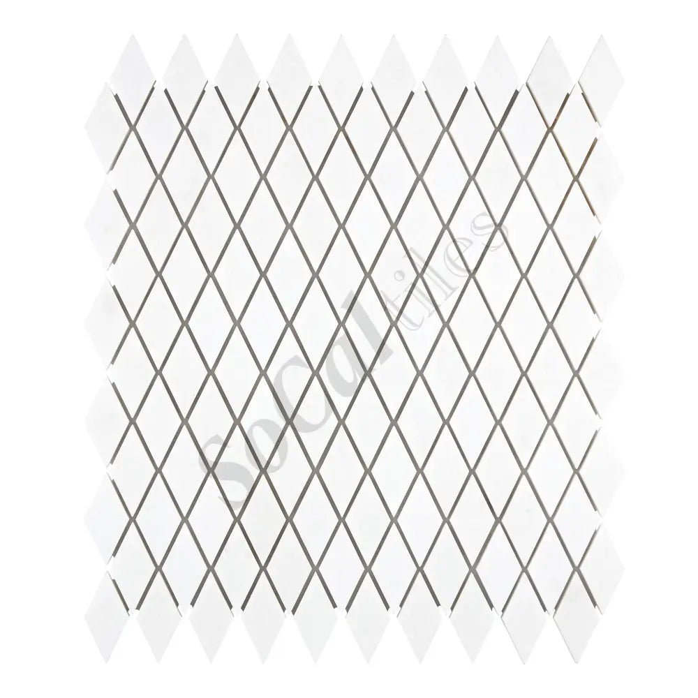 Thassos White Marble 1’’ X 2’’ Diamond Mosaic Polished/Honed Backsplash Tile