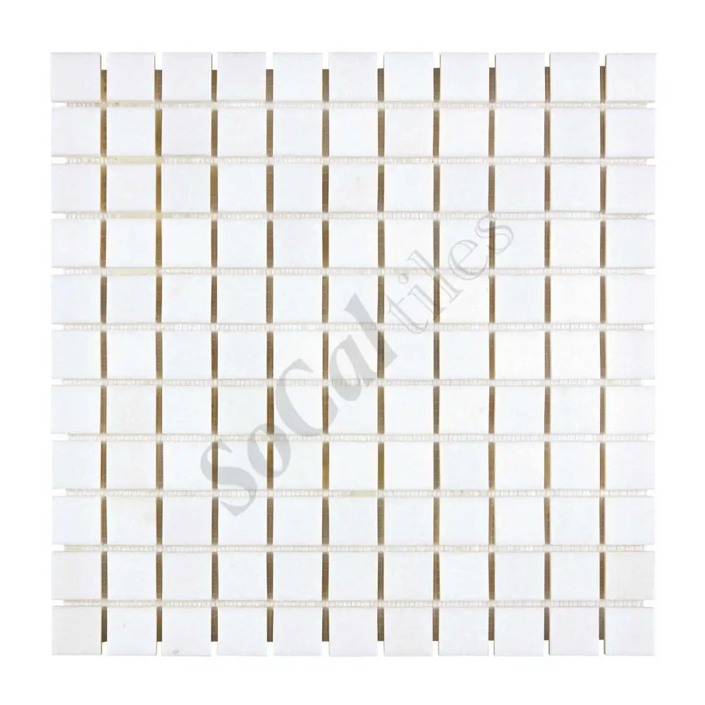 Thassos White Marble 1’’ X 1’’ Mosaic Polished/Honed Backsplash Tile
