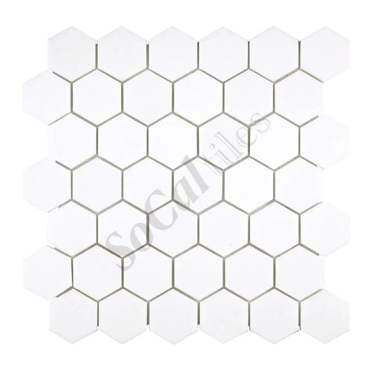 Thassos White Marble 2’’ X 2’’ Hexagon Mosaic Polished/Honed Backsplash Tile