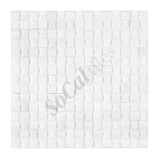 Thassos White Marble 3-D Small-Bread Mosaic Polished/Honed Backsplash Tile