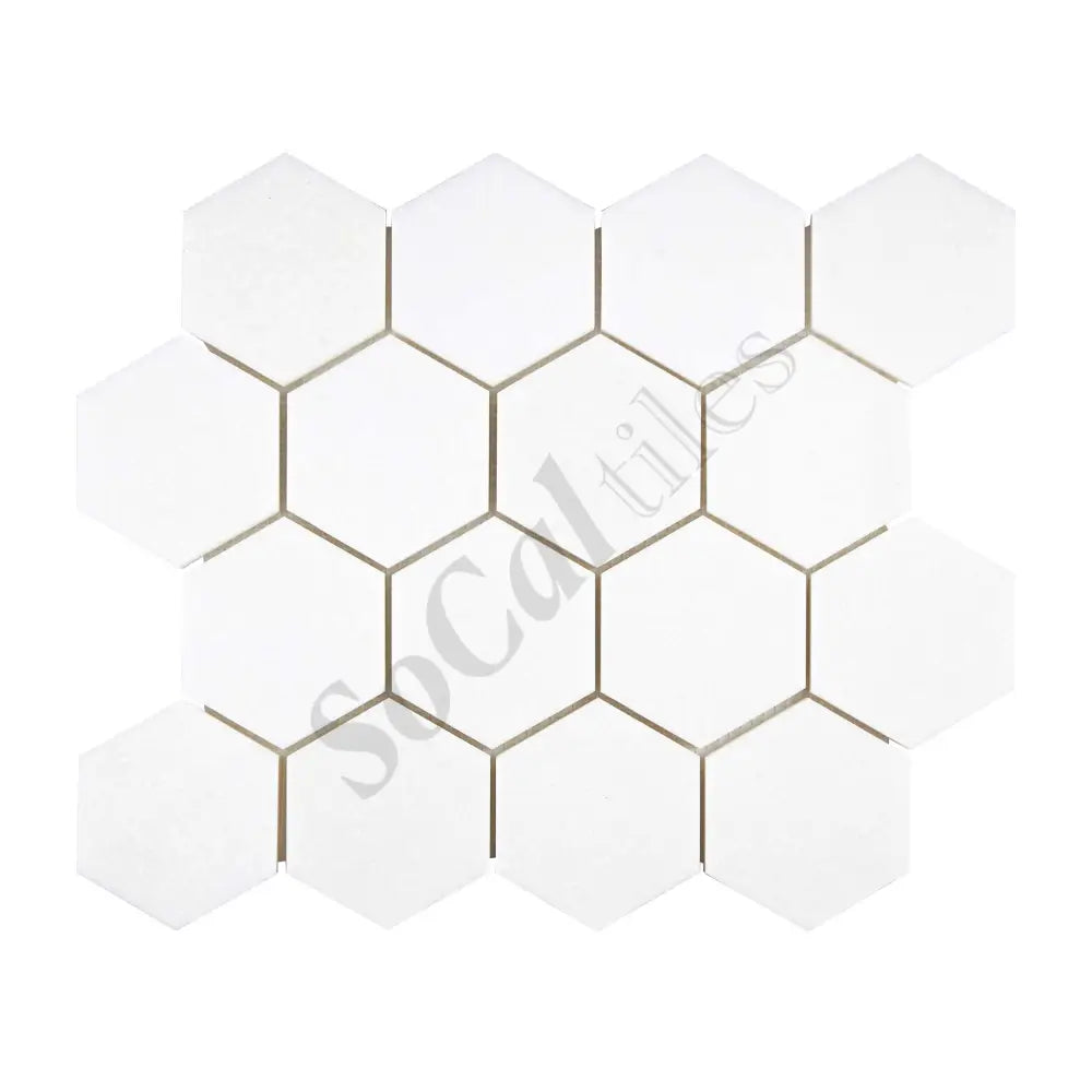 Thassos White Marble 3’’ X 3’’ Hexagon Mosaic Polished/Honed Backsplash Tile