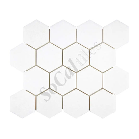 Thassos White Marble 3’’ X 3’’ Hexagon Mosaic Polished/Honed Backsplash Tile