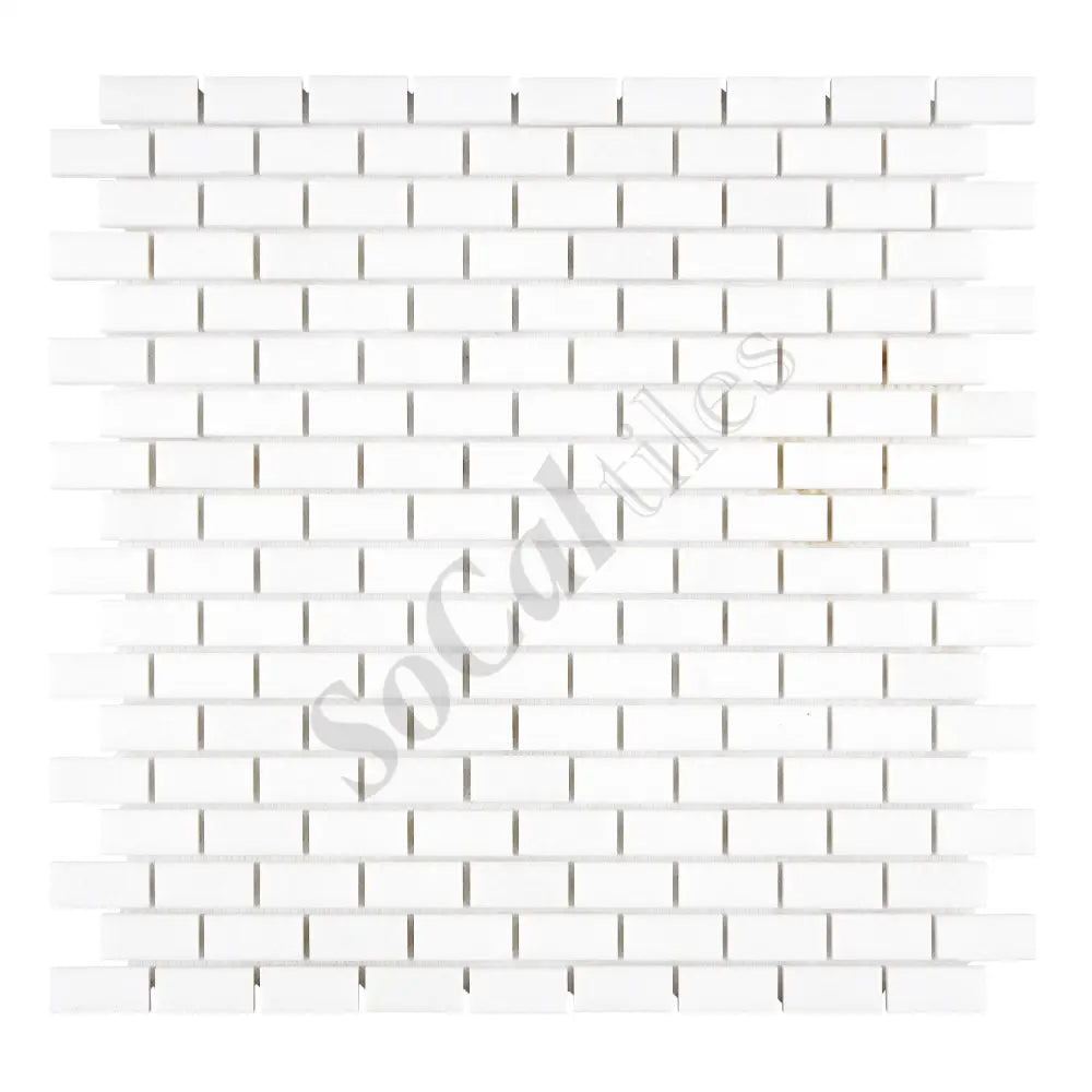 Thassos White Marble 5/8’’ X 1-1/4’’ Mini-Brick Mosaic Polished/Honed Backsplash Tile