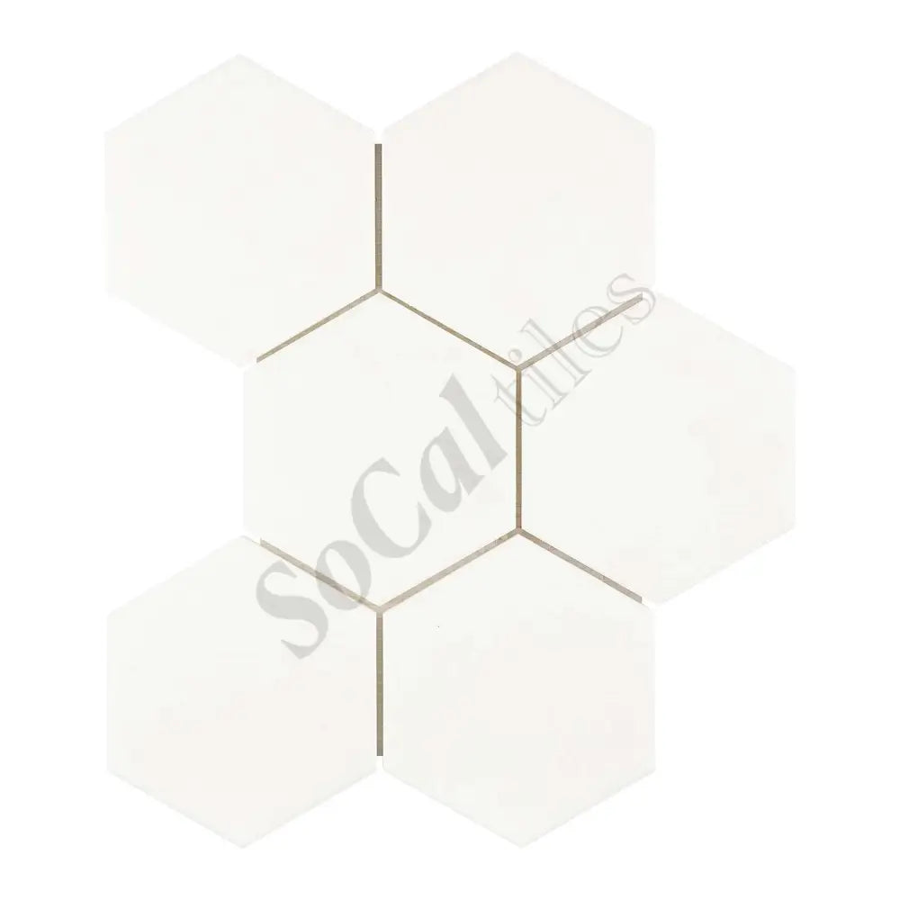 Thassos White Marble 5’’ X 5’’ Hexagon Mosaic Backsplash Tile