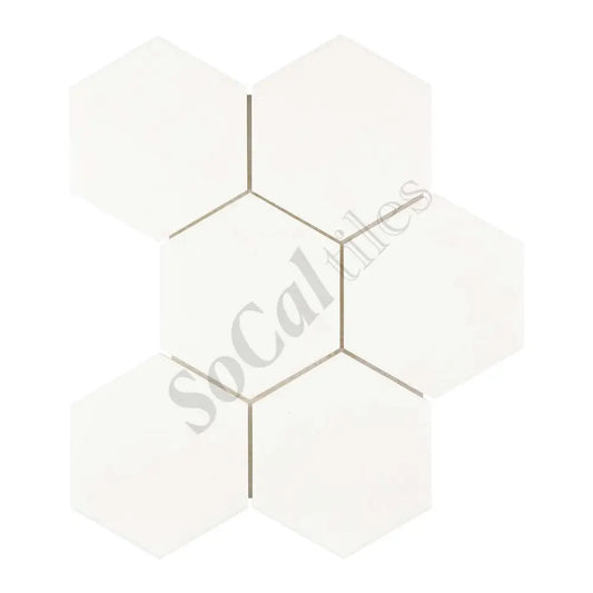 Thassos White Marble 5’’ X 5’’ Hexagon Mosaic Backsplash Tile