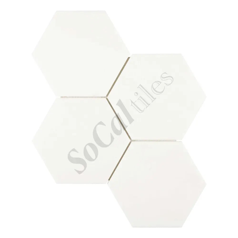 Thassos White Marble 6’’ X 6’’ Hexagon Mosaic Polished/Honed Backsplash Tile