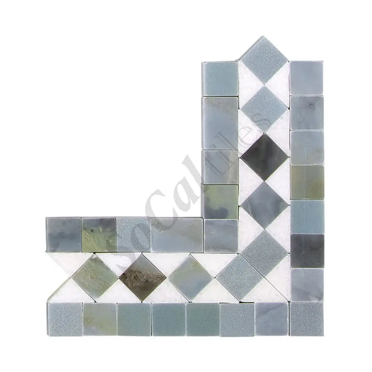 Thassos White Marble BIAS Border CORNER (w/ Blue-Gray) Polished/Honed Accent & Trim Tile