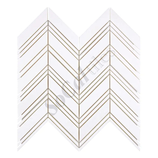 Thassos White Marble Chevron Mosaic Polished/Honed Backsplash Tile
