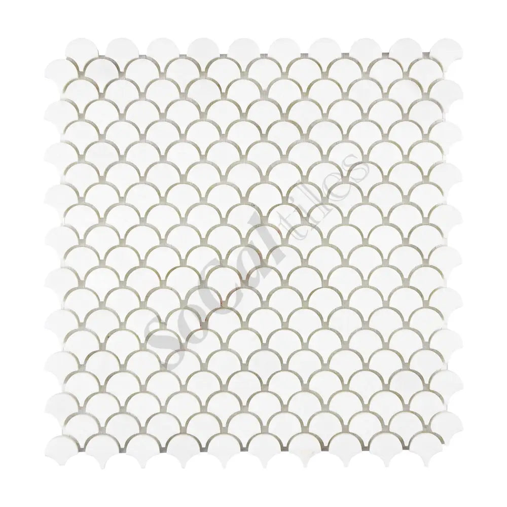 Thassos White Marble FAN (Raindrop) Mosaic Polished/Honed Backsplash Tile