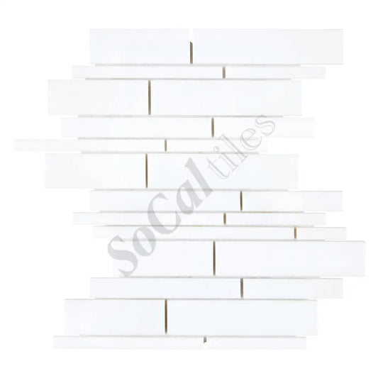 Thassos White Marble Manhattan Random-Strip Mosaic Polished/Honed Backsplash Tile