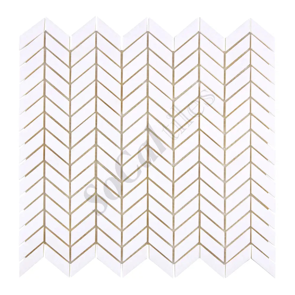 Thassos White Marble Mini Chevron Mosaic Polished/Honed Backsplash Tile